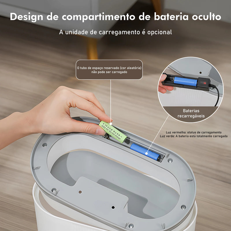Lixeira Smart Sensor 12L – Toque Livre, Higiene Total