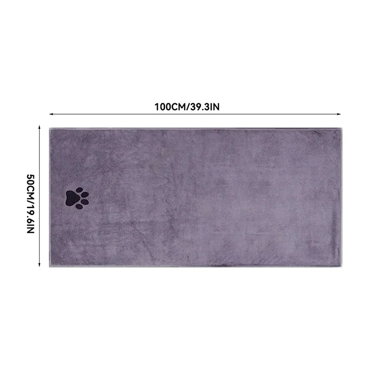 Toalha de Banho Pet em Microfibra – Super Absorvente, Macia e Bordada | 35x75cm / 50x100cm para Cães e Gatos
