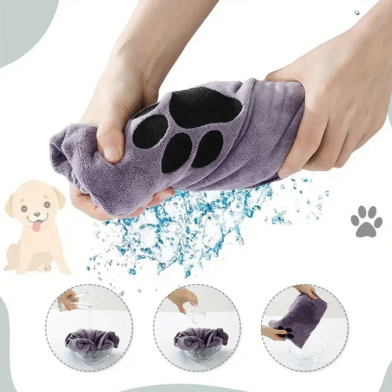 Toalha de Banho Pet em Microfibra – Super Absorvente, Macia e Bordada | 35x75cm / 50x100cm para Cães e Gatos
