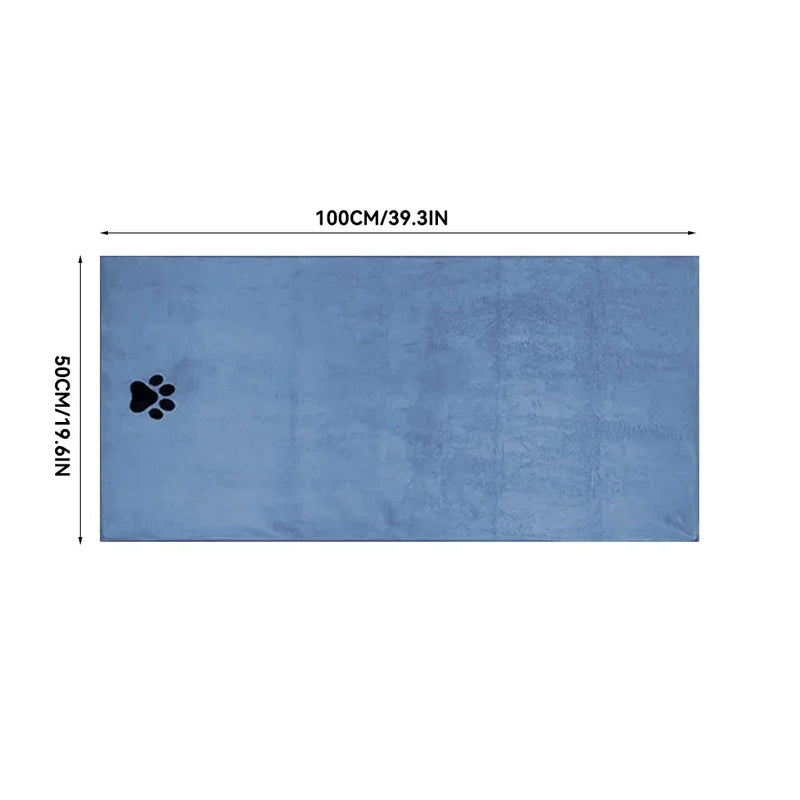 Toalha de Banho Pet em Microfibra – Super Absorvente, Macia e Bordada | 35x75cm / 50x100cm para Cães e Gatos