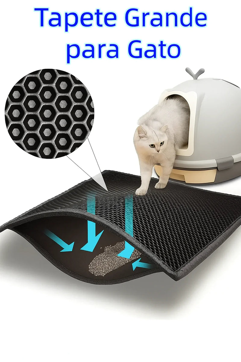 Tapete de Areia para Gatos Anti-Sujeira e Lavável