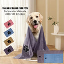 Toalha de Banho Pet em Microfibra – Super Absorvente, Macia e Bordada | 35x75cm / 50x100cm para Cães e Gatos