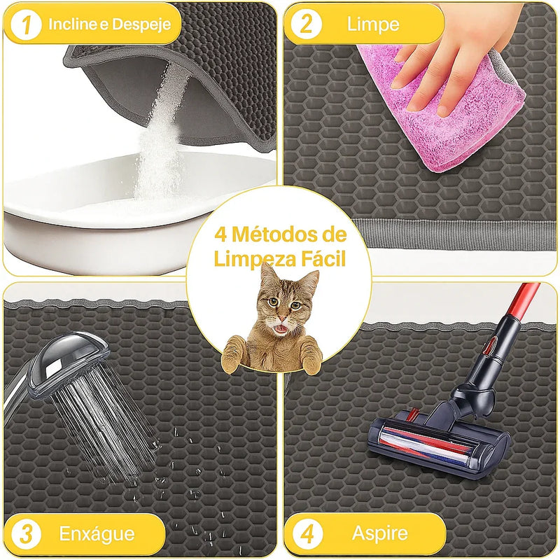 Tapete de Areia para Gatos Anti-Sujeira e Lavável