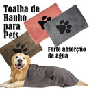Toalha de Banho Pet em Microfibra – Super Absorvente, Macia e Bordada | 35x75cm / 50x100cm para Cães e Gatos